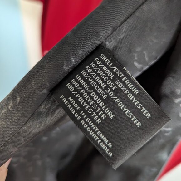 Via Spiga Red Wool Blend Belted Collared Peacoat Size 2 EUC - Picture 9 of 10